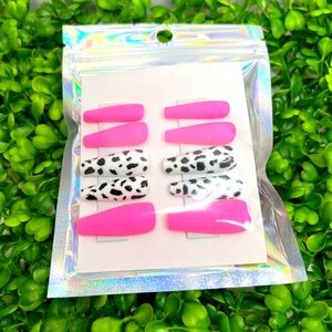 Pink/Cow inspired Press On Nails